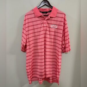 Byron Nelson Men's Golf Polo Shirt Pink Striped Lucayan County Club Bahamas